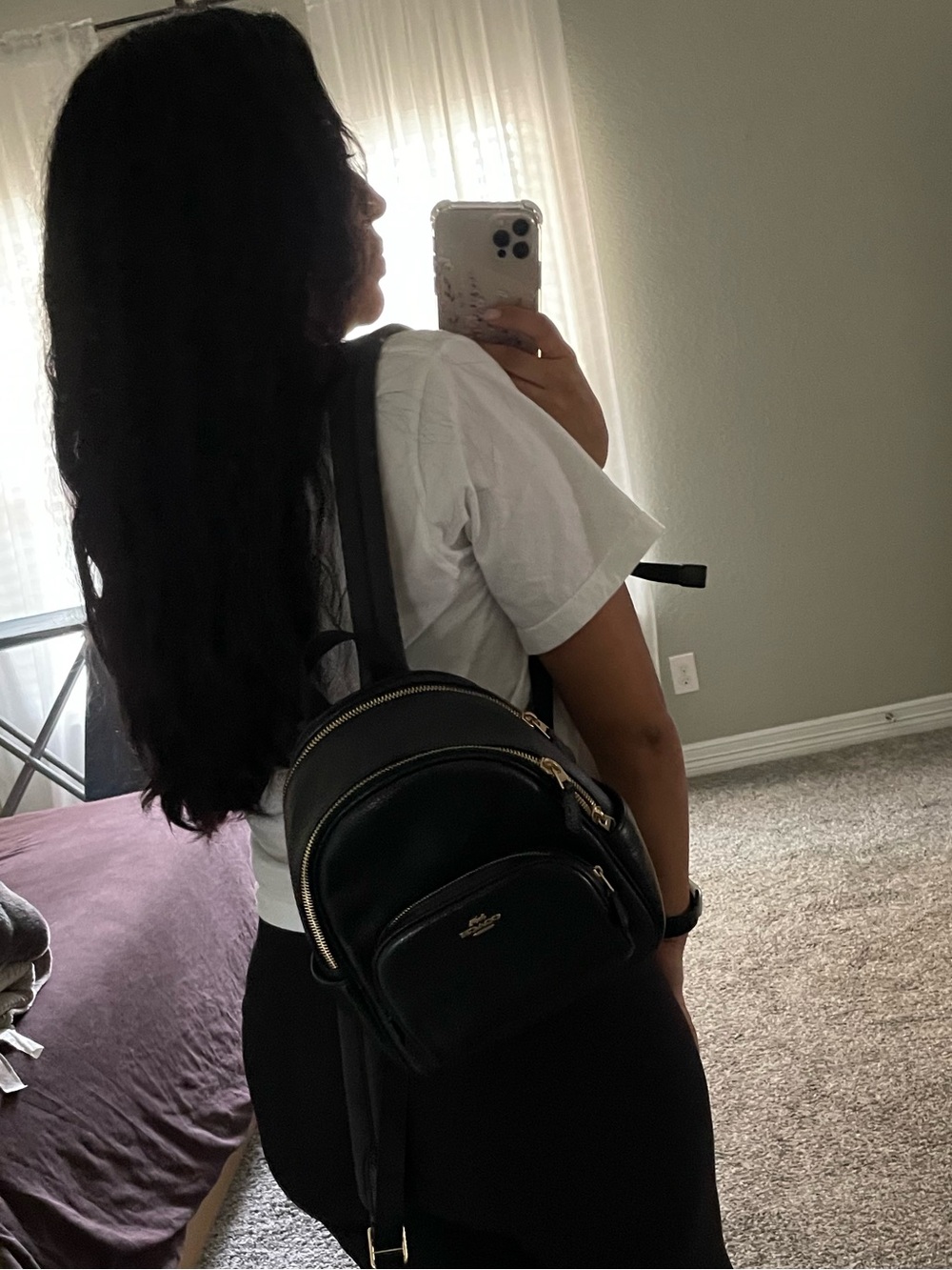 Coach mini Black Pebbled Backpack with Gold Details - Picture 8 of 8